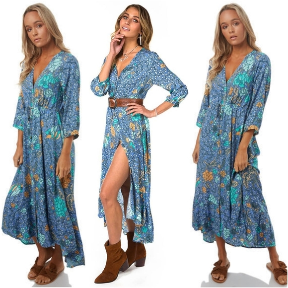 FLASH SALE Arnhem sinta midi dress boho gown marine M 10 blue - Picture 5 of 8